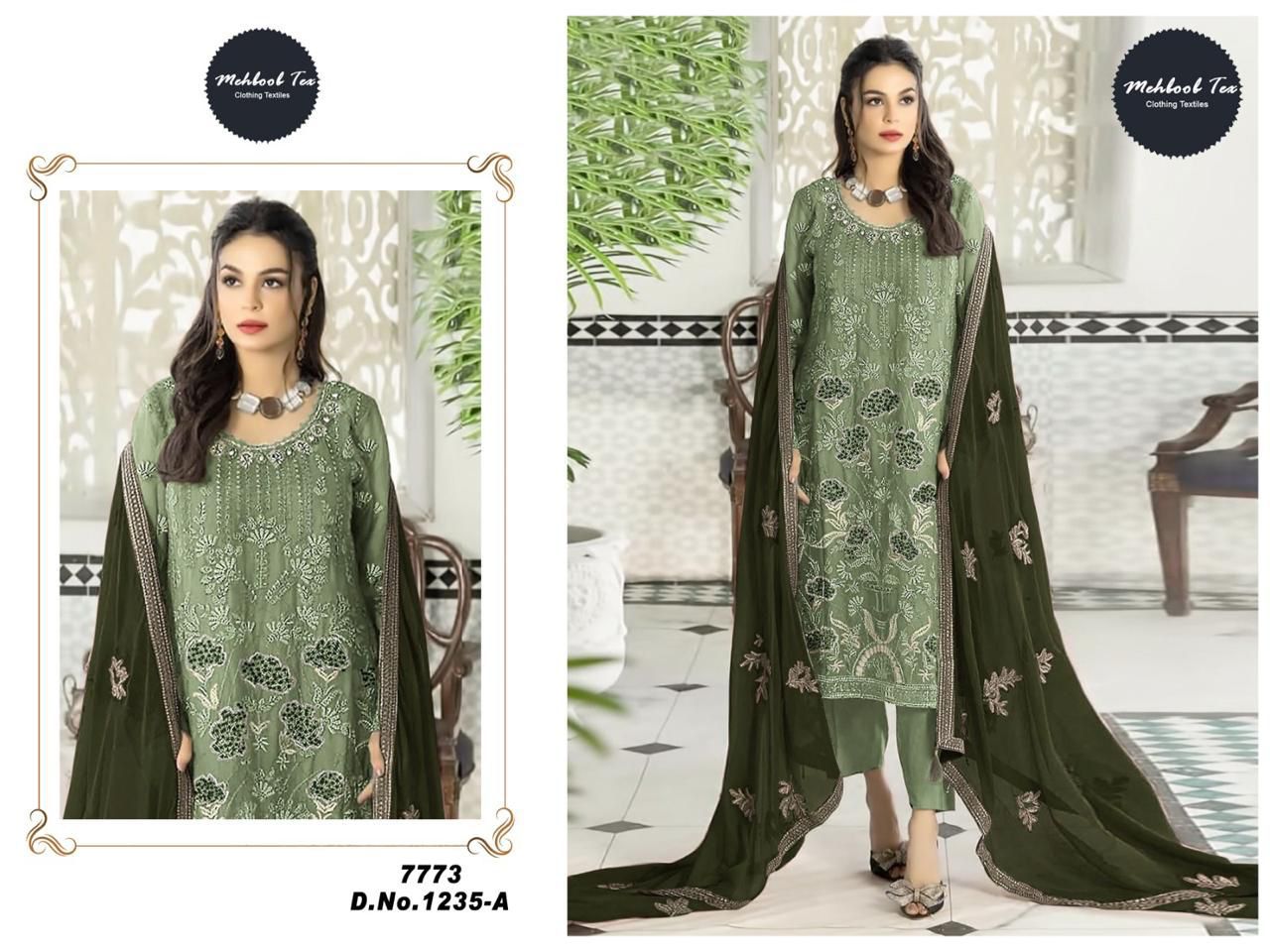 Dn 1235 By Mehboob Tex Georgette Pakistani Salwar Suit Exporters in India
